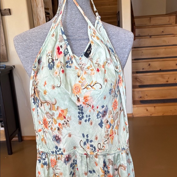 Mes Demoiselles Pants - Mes Demoiselles Floral Silk Jumpsuit in Sage Green with Peach and Coral Accents
